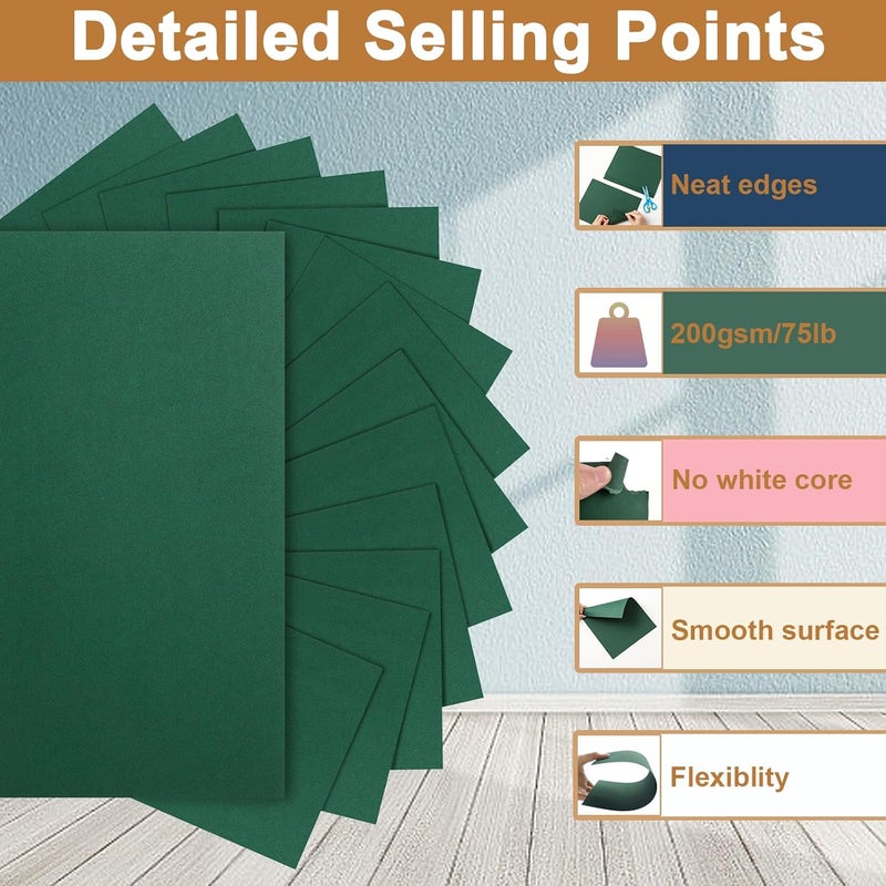 Silunkia 40 Sheets Dark Green Cardstock 8.5 x 11 Crafts Paper, 200gsm/75lb Premium Christmas Green Card Stock for Cards Making, Greeting Cards, School, Menus, Birthday Decorations, Office - Image 3